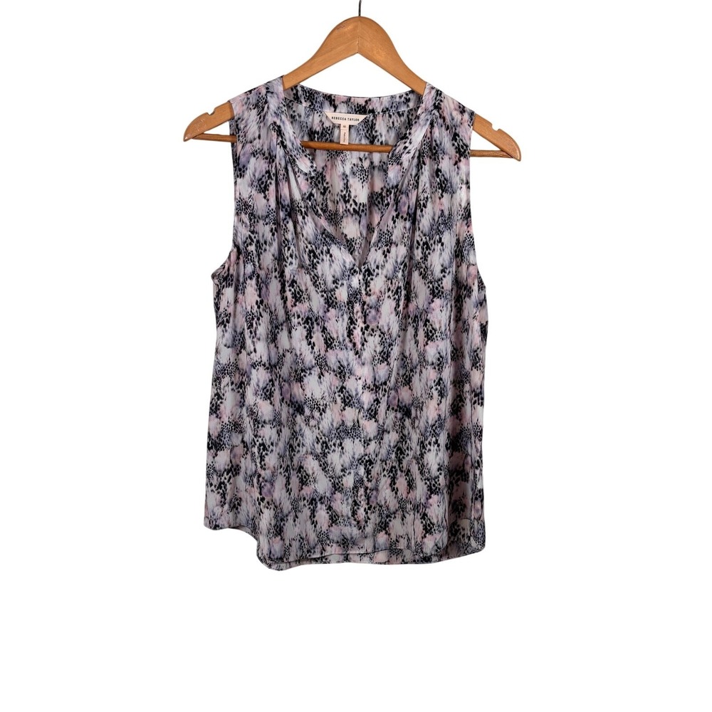 Rebecca Taylor Womens Ikat Printed Silk Tank Blouse 10